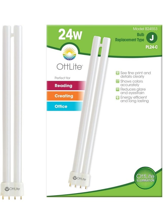 OttLite 24W Replacement Light Bulb - Energy Efficient Compact Fluorescent Light Tubes, Bright Natural Daylight for Bedroom & Living Room, Low Heat & Glare Type C Lightbulb for Reduced Eyestrain