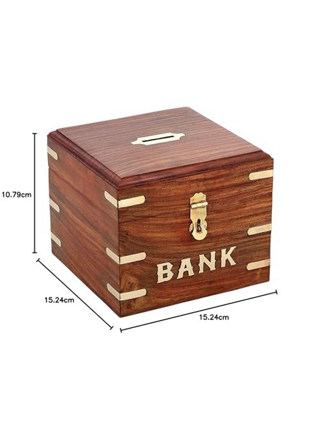 ITOS365 Handicrafted Wooden Money Bank Large - Coin Saving Box - Piggy Bank - Gifts For Kids, Girls, Boys & Adults, Traditional