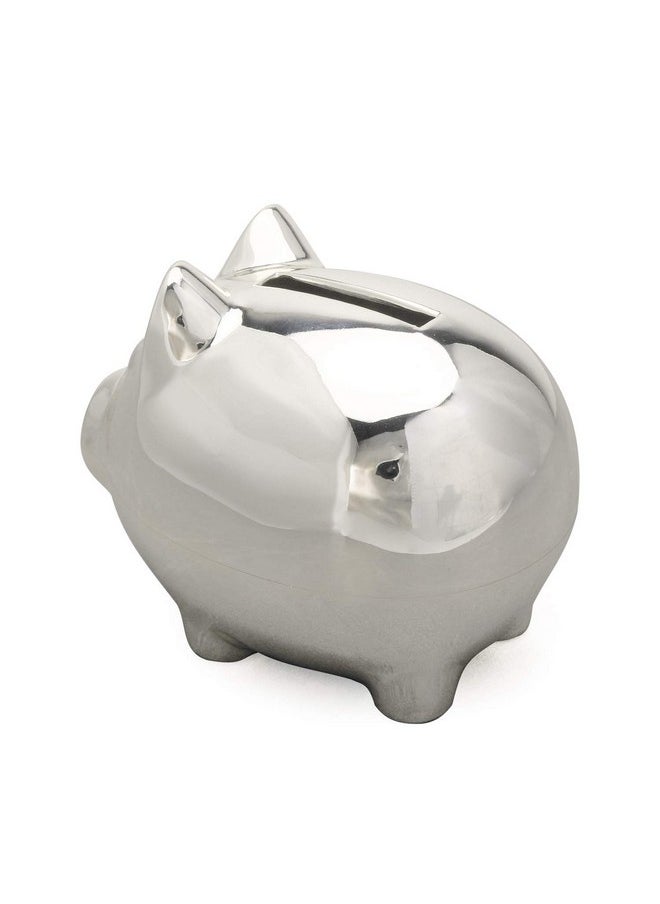 K COOL Vintage Tiny Piggy Bank Creative Metal Alloy Cartoon Money Bank Cute Coin Bank Pig Penny Coin Saving Pot Box with Stopper for Boy Kid Tiny(Shiny Silver)