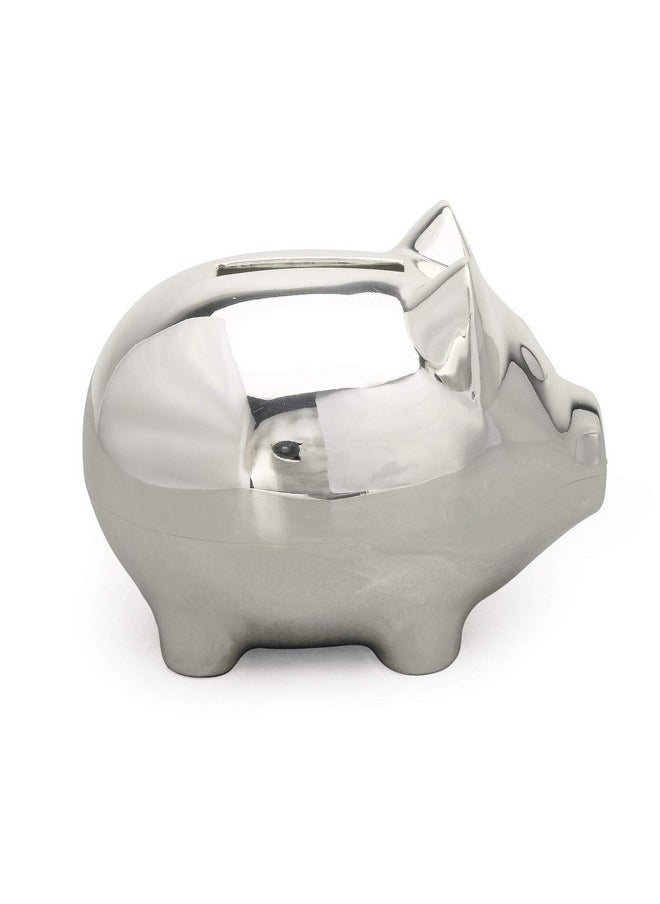 K COOL Vintage Tiny Piggy Bank Creative Metal Alloy Cartoon Money Bank Cute Coin Bank Pig Penny Coin Saving Pot Box with Stopper for Boy Kid Tiny(Shiny Silver)