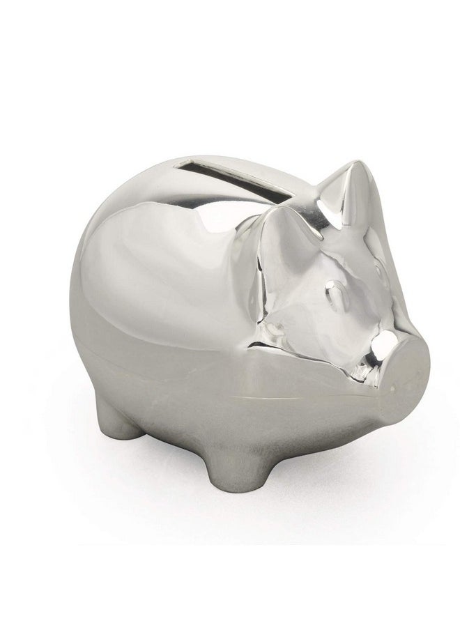 K COOL Vintage Tiny Piggy Bank Creative Metal Alloy Cartoon Money Bank Cute Coin Bank Pig Penny Coin Saving Pot Box with Stopper for Boy Kid Tiny(Shiny Silver)