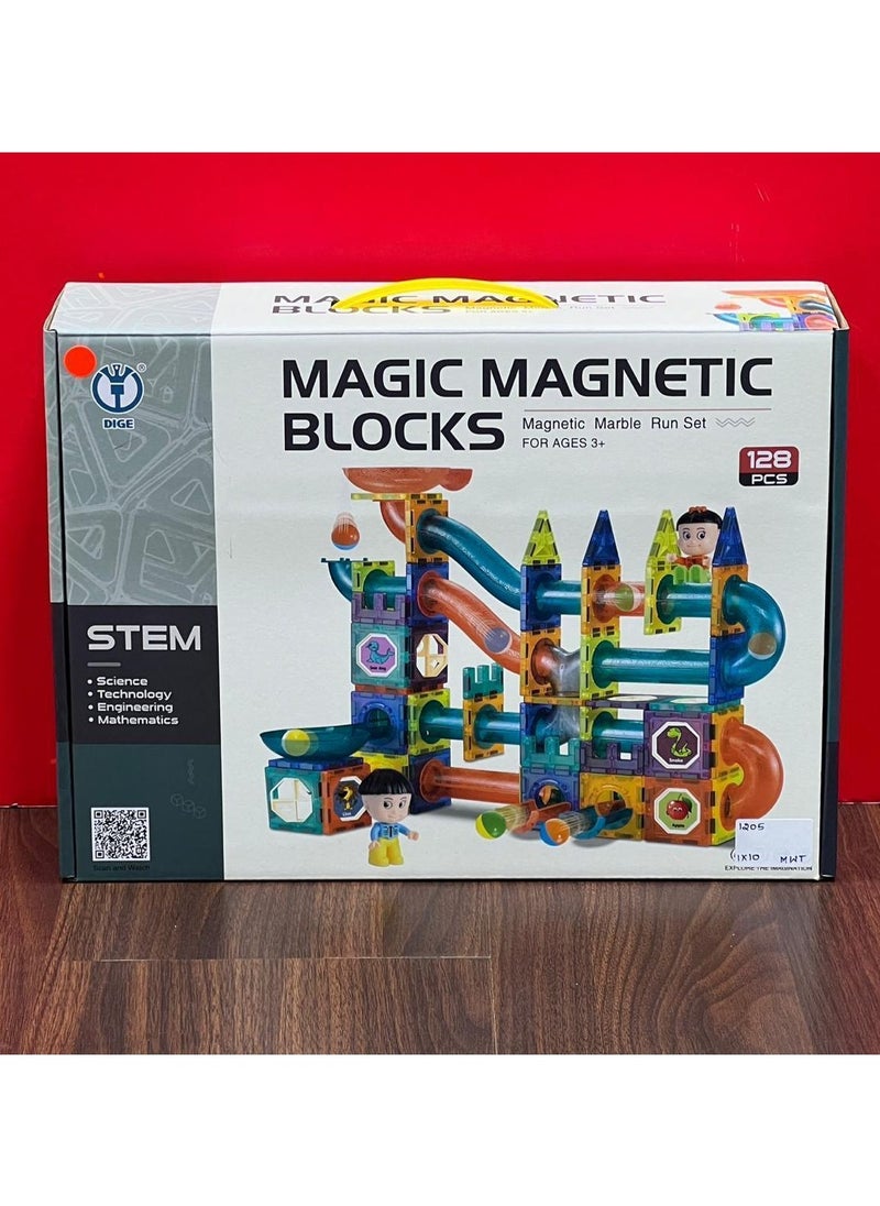 128 Pcs Marble Run Magnetic Toy