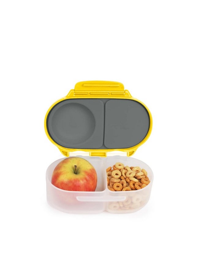 b.box Snack Box for Kids & Toddlers: 2 Compartment Snack Containers, Mini Bento Box, Lunch Box. Leak Proof, BPA free, Dishwasher safe. School Supplies. Ages 4 months+ (Lemon Sherbet, 12oz capacity)