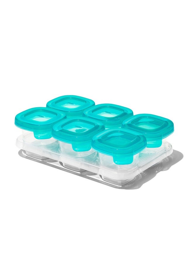 OXO Tot Silicone Baby Food Storage Containers, Teal, Set of Six 2oz Containers