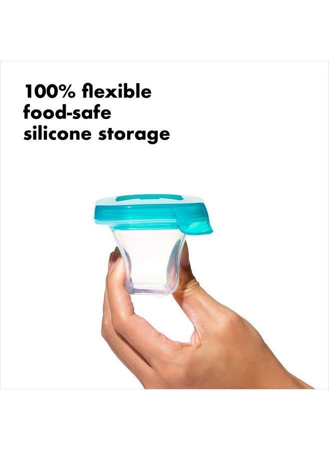 OXO Tot Silicone Baby Food Storage Containers, Teal, Set of Six 2oz Containers