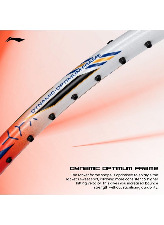 Li-Ning G-Force 5800 Superlite Strung Badminton Racquet with Free Head Cover| 78 Grams (White/Red/Blue)