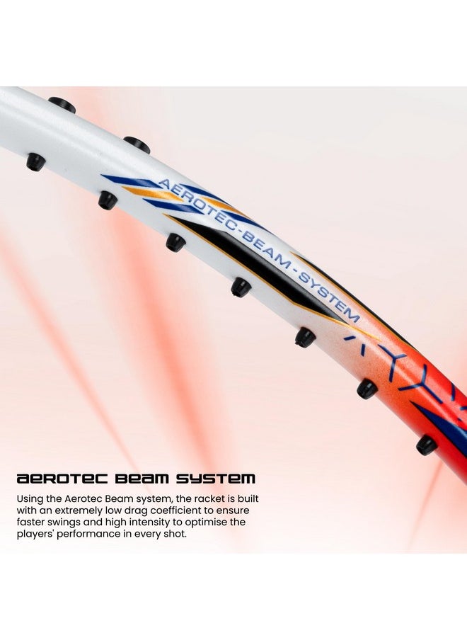 Li-Ning G-Force 5800 Superlite Strung Badminton Racquet with Free Head Cover| 78 Grams (White/Red/Blue)