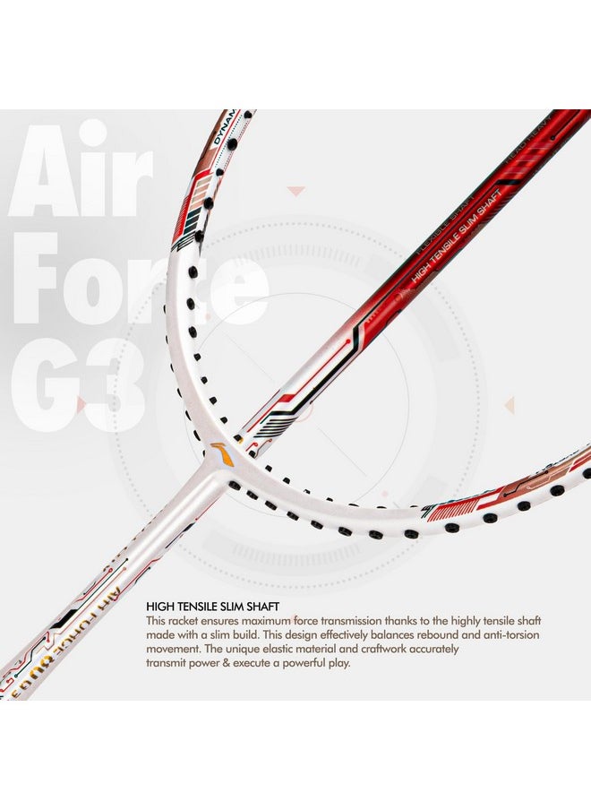 Li-ning Air-Force 80 G3 Carbon Fibre Strung Badminton Racket with Full Cover (80g, White/Red/Black)