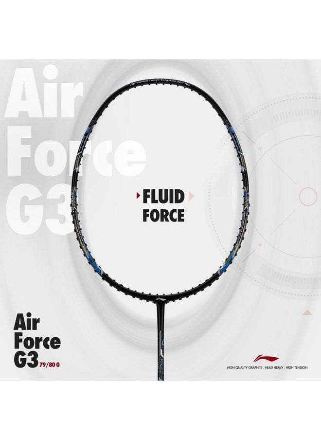 Li-ning Air-Force 80 G3 Carbon Fibre Strung Badminton Racket with Full Cover (80g, Black/Charcoal/Gold)