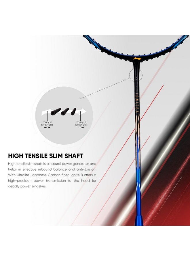 Li-Ning Ignite Series Carbon Fibre Superlite Speed Racket wuth Full Cover (Black/Blue/Old Gold)
