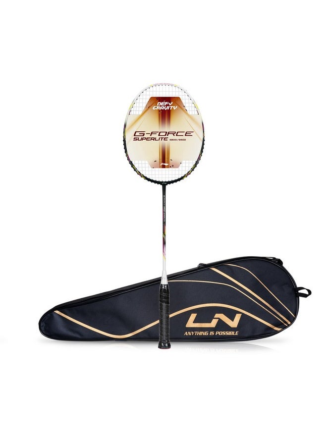 Li-Ning G-Force 5800 Superlite Strung Badminton Racquet with Free Head Cover| 78 Grams (Charcoal/Olive/White/Lime)
