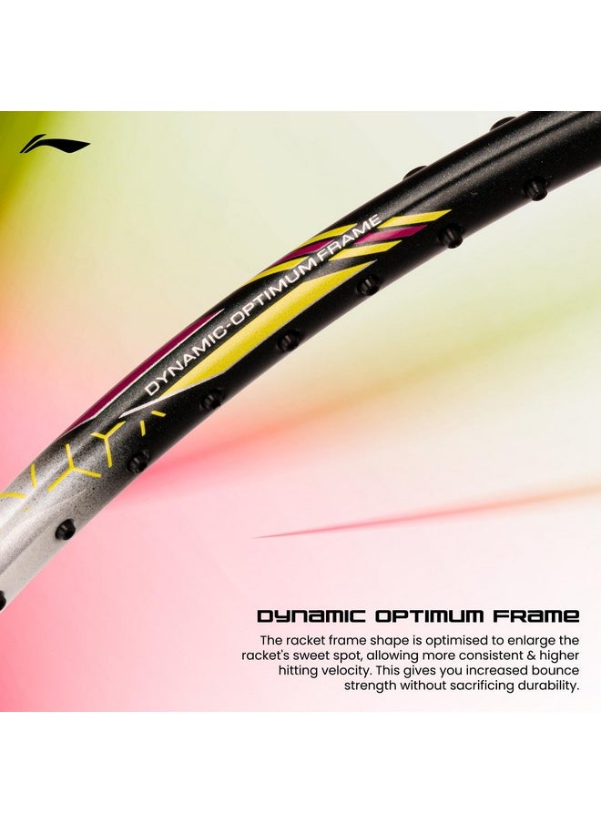 Li-Ning G-Force 5800 Superlite Strung Badminton Racquet with Free Head Cover| 78 Grams (Charcoal/Olive/White/Lime)