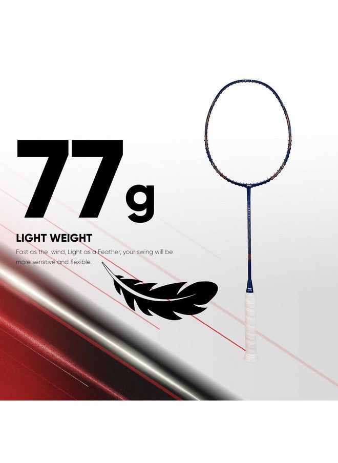 Li-Ning Ignite 8 Japanese Carbon Graphite Unstrung Badminton Racket with Full Cover (Dark Red/Rich Gold, 77 Grams)