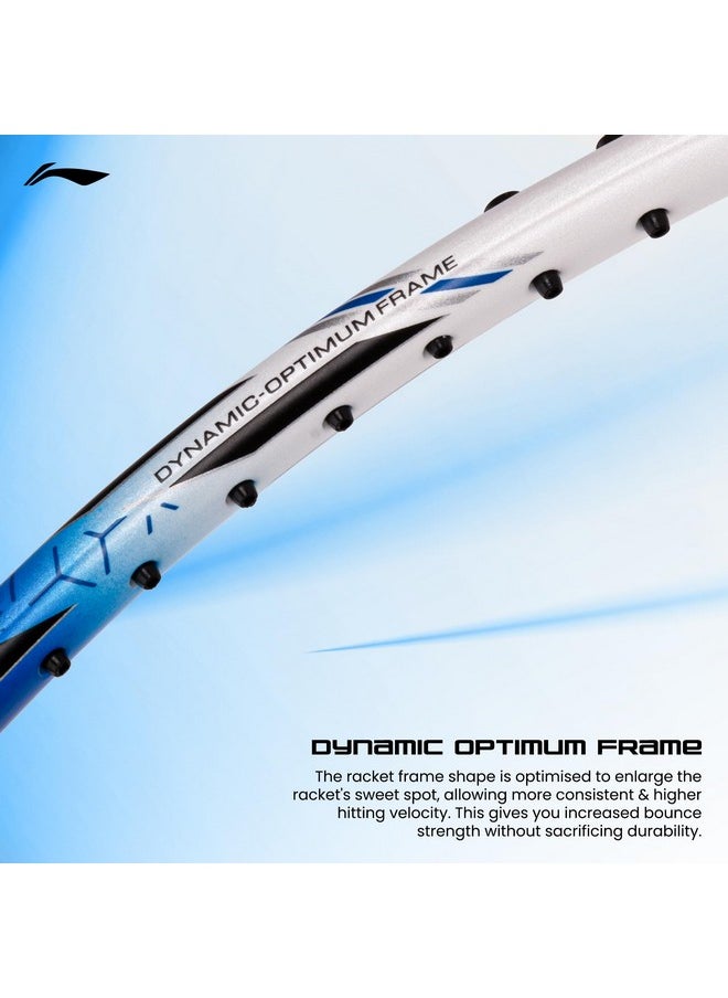 Li-Ning G-Force 5800 Superlite Carbon Fibre Unstrung Badminton Racquet with Free Head Cover| 78 Grams (White/Blue/Black)
