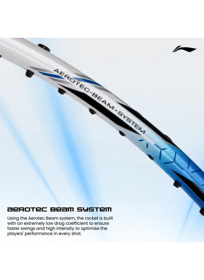 Li-Ning G-Force 5800 Superlite Carbon Fibre Unstrung Badminton Racquet with Free Head Cover| 78 Grams (White/Blue/Black)