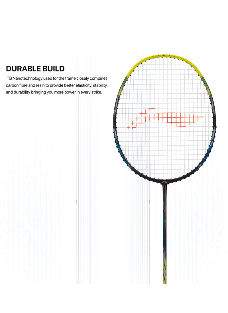 Combat Z8 Carbon Fibre Unstrung Badminton Racket With Free Full Cover ( Dk Grey/Lime Blue, 84 Grams)