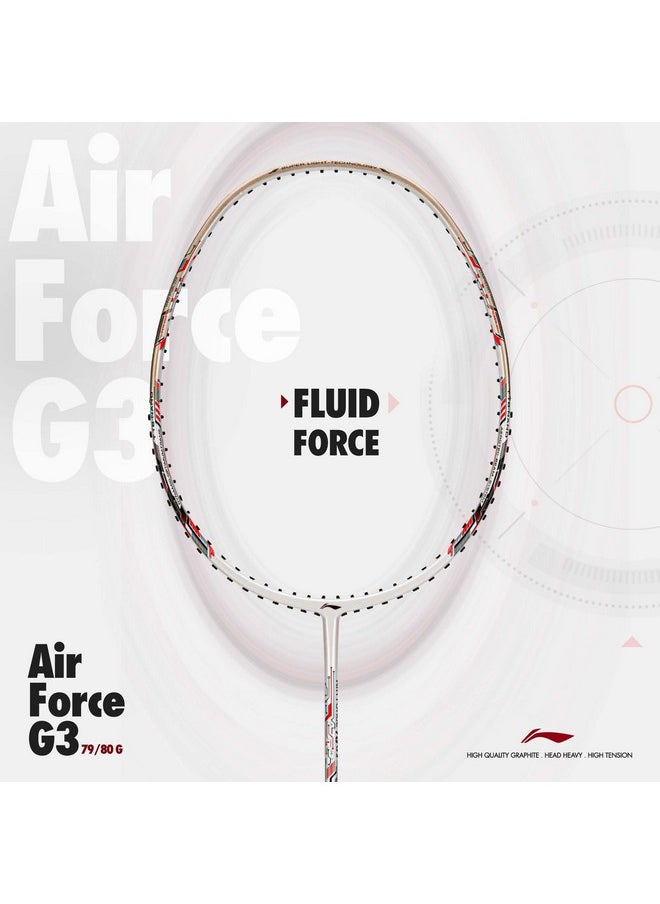 Li-Ning Air-Force 79 G3 Carbon Fibre Badminton Racket, White/Gold/Red