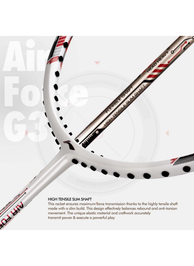 Li-Ning Air-Force 79 G3 Carbon Fibre Badminton Racket, White/Gold/Red