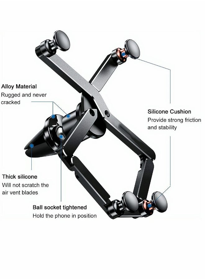 Mobile Phone Cradle for Car, Gravity Car Holder, Foldable Auto Clamping Air Vent Mount Phones 4.7 to 7 Inches, Black