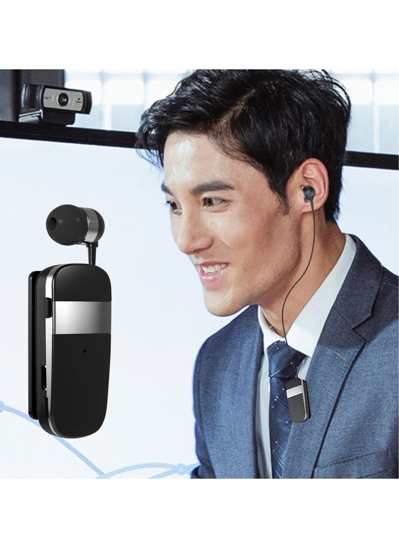 Multi-Function Clip-On In-Ear Wireless Headset, Bluetooth BH105, Black & White, Hands-Free Headphones, Built-in Microphone, Perfect for Calls, Music, and Sports, Comfortable & Lightweight Design