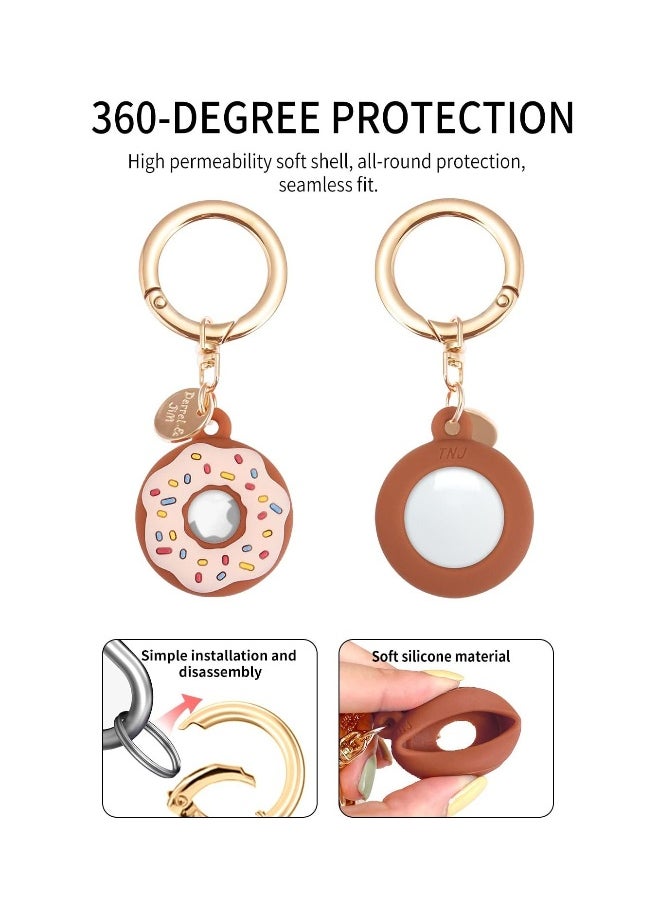 4 Pack Keychain Donut Case for AirTag, Cute Protective for AirTag Holder with Anti-Lost Keychain