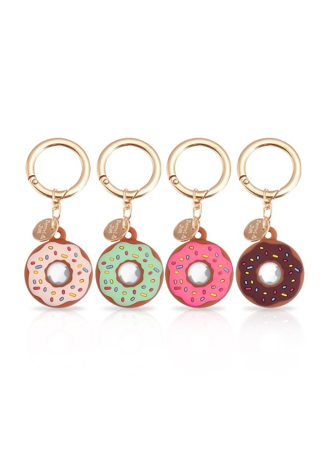 4 Pack Keychain Donut Case for AirTag, Cute Protective for AirTag Holder with Anti-Lost Keychain