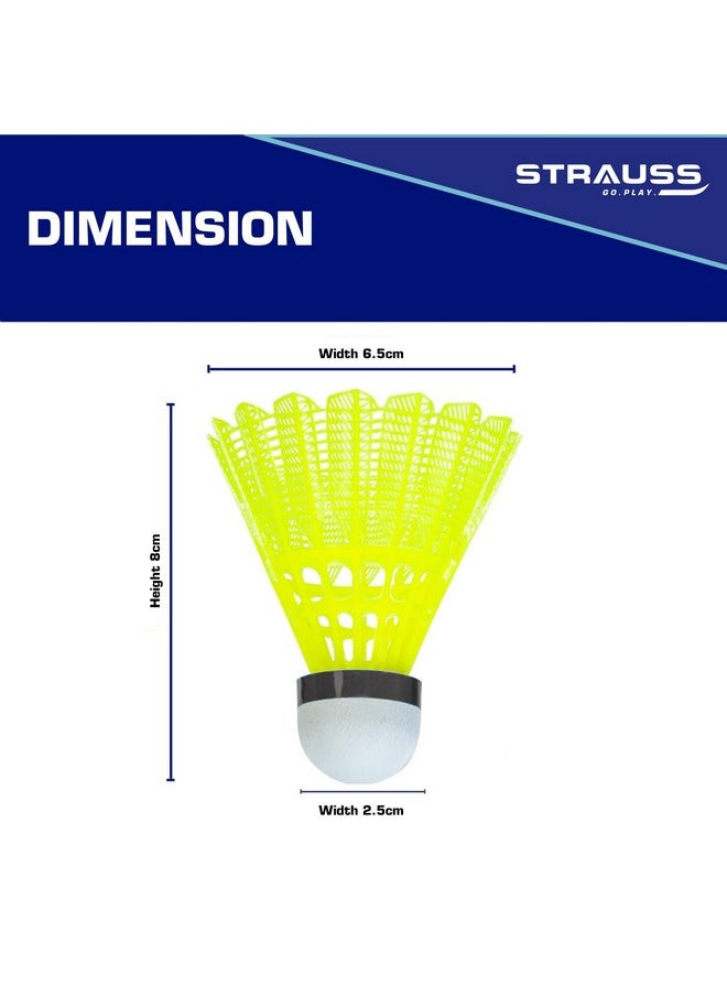 Strauss Maxis Pro Nylon Shuttlecock | Stable Flight, Fast Recovery & Near Feather Shuttle Performance | Badminton Shuttlecock for Boys and Girls | Medium Speed, Durable & Less Frequent Replacement | Indoor Outdoor Badminton Sports Shuttle (Pack of 6),(Green)