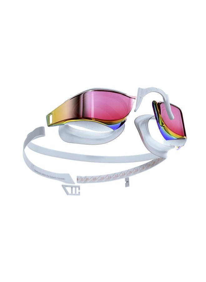 Speedo Unisex-Adult Swim Goggles Mirrored Fastskin Hyper Elite White/Oxid Grey/Rose Gold, One Size