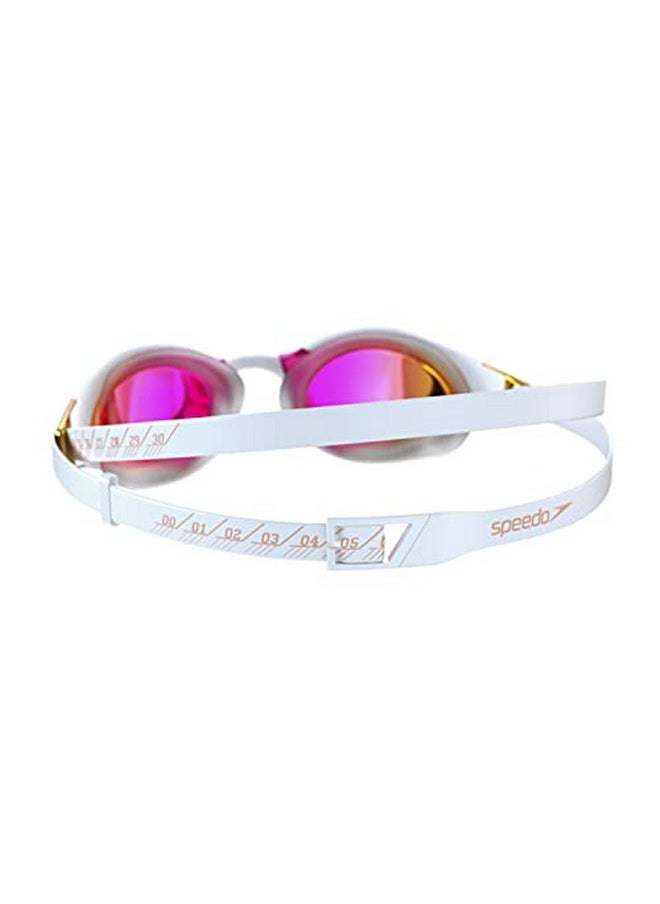 Speedo Unisex-Adult Swim Goggles Mirrored Fastskin Hyper Elite White/Oxid Grey/Rose Gold, One Size