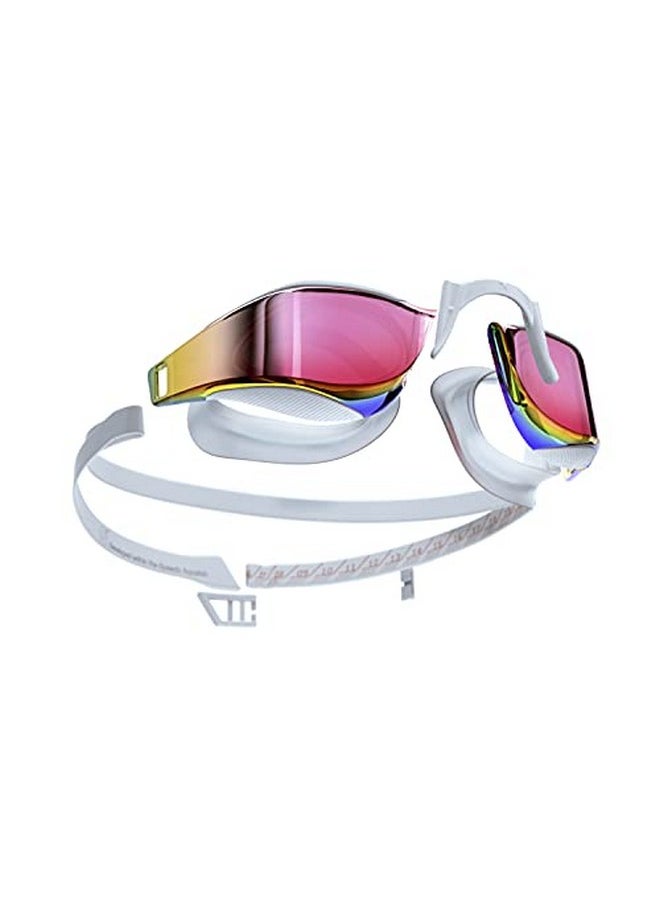 Speedo Unisex-Adult Swim Goggles Mirrored Fastskin Hyper Elite White/Oxid Grey/Rose Gold, One Size