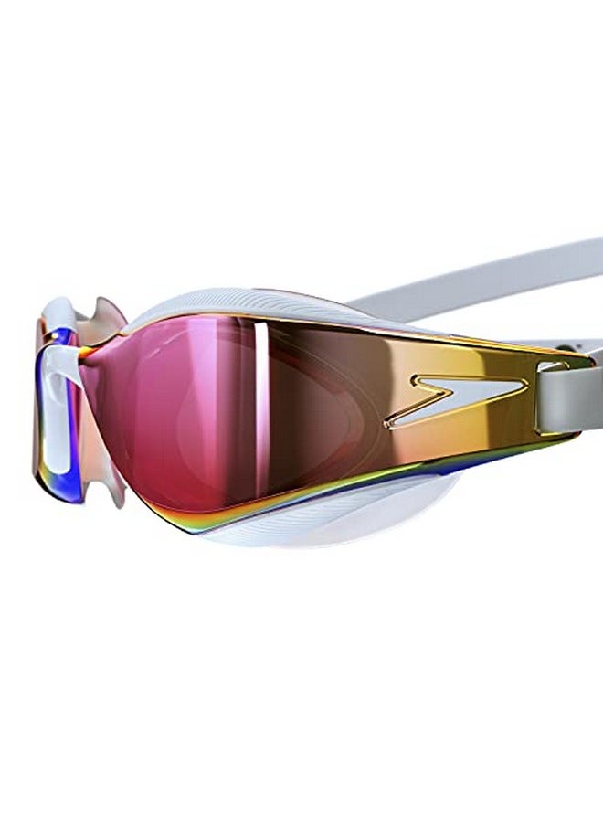 Speedo Unisex-Adult Swim Goggles Mirrored Fastskin Hyper Elite White/Oxid Grey/Rose Gold, One Size