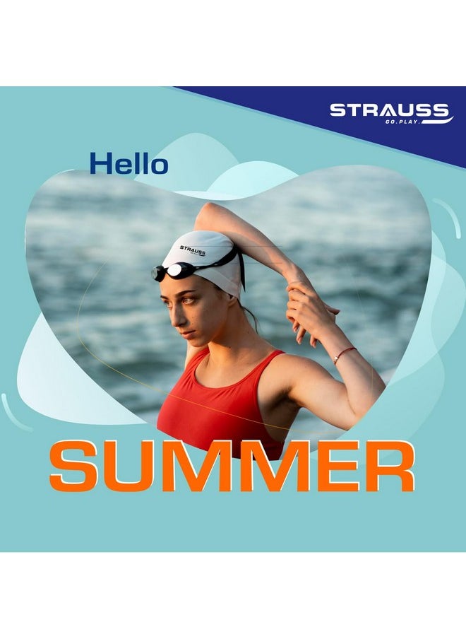 STRAUSS Swimming Set with UV and Anti Fog Protection Goggles, Swim Cap, Earplug and Nose Plug Set - Suitable Swimming Kit for All Age Group | Fully Adjustable | (Grey)