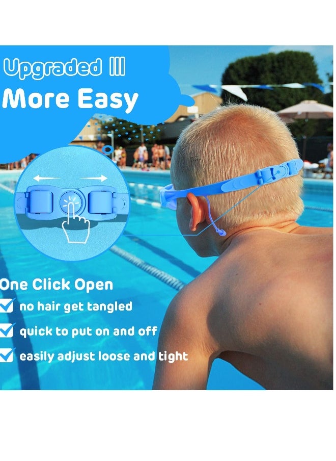 Kids Swim Goggles Upgraded Design Wide View Anit-Fog with Ea Plug No Leak Water Pool Goggle Anti-Fog Waterproof for 3-12 2PCS