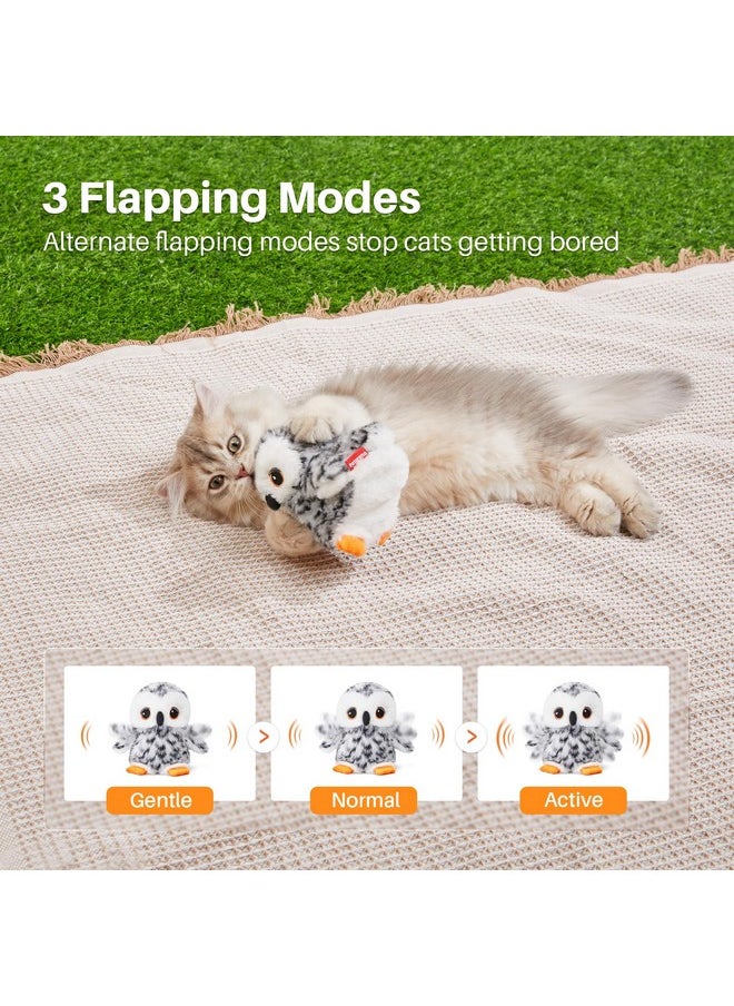 Potaroma Flapping Owl Cat Toys (No Flying), Lifelike Bird Chirp, Rechargeable Touch Activated Kitten Toy, Interactive Catnip Kicker Exercise Toys 4.0