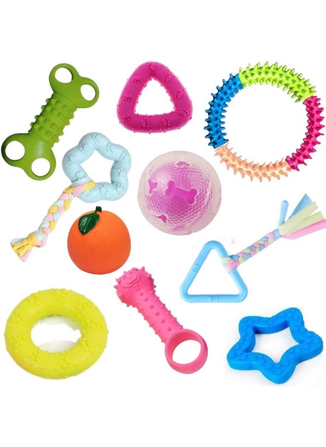 emily pets Dog Chew Toys Combo of 10pcs Rubber Ring Toy,Teether,Dumble Teether & Latex Non-Toxic Toys Dog Toys & Puppy Toys (Color May Vary)