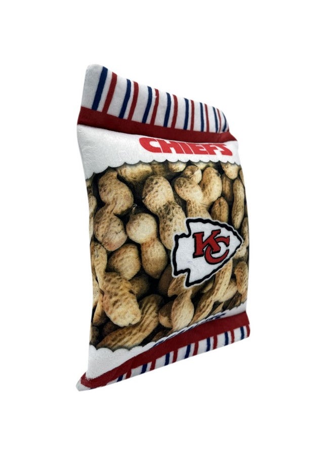 Pets First NFL Kansas City Chiefs Crinkle FINE Plush Dog & CAT Squeak Toy - Cutest Stadium Peanuts Snack Plush Toy for Dogs & Cats with Inner Squeaker & Beautiful Baseball Team Name/Logo Small