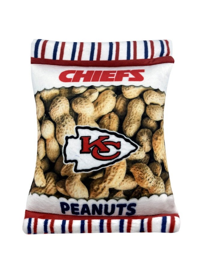 Pets First NFL Kansas City Chiefs Crinkle FINE Plush Dog & CAT Squeak Toy - Cutest Stadium Peanuts Snack Plush Toy for Dogs & Cats with Inner Squeaker & Beautiful Baseball Team Name/Logo Small