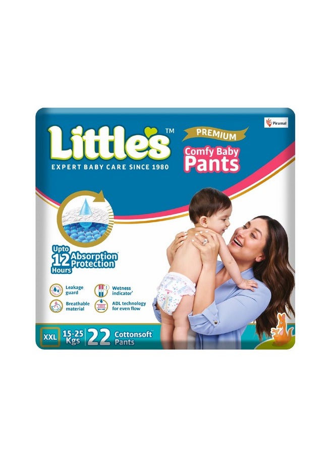 Baby Diapers Xxl Size | Pants Style | 15-25 Kg | 22 Count - Pack Of 1 | Cottonsoft Baby Diaper With Leakage Guard, Wetness Indicator & 12 Hours Absorption