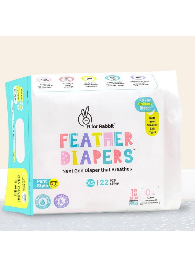 Xs New Born Premium Feather Diaper Pant Style For Baby 0 To 5 Kgs (22 Combo Pack Offer)