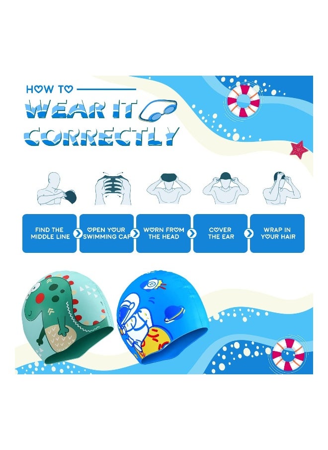 Kids Swimming Caps, Durable Silicone Swimming Cap, Swimming Cap, for Toddler Youth, for Long and Short Hair