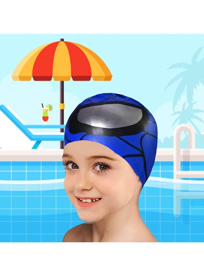 2 Pack Kids Swim Cap (Age 3-12), Durable Silicone Swimming Cap for Kids Youths, Kids Swimming Caps Unisex Waterproof Water Sports Hat