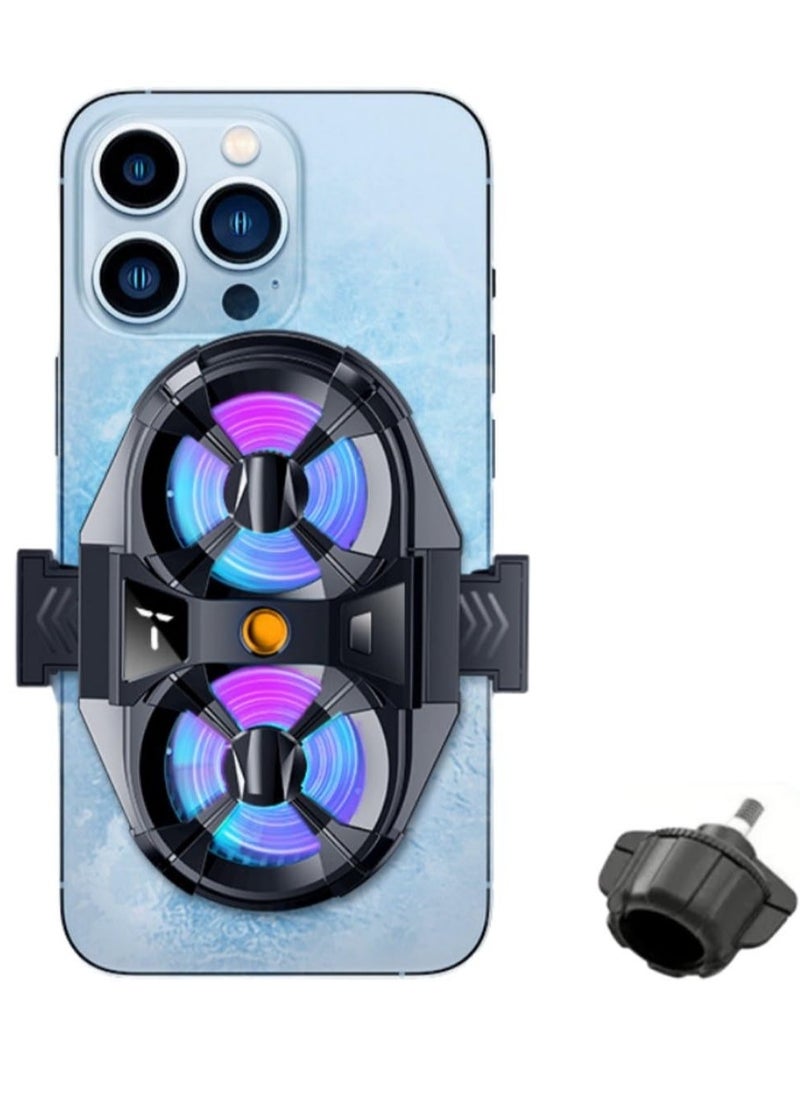 Dual Cooling Fan Cell Phone Cooler For Gaming Plug & Switch LED Display 3 Speed Fan With Phone Holder