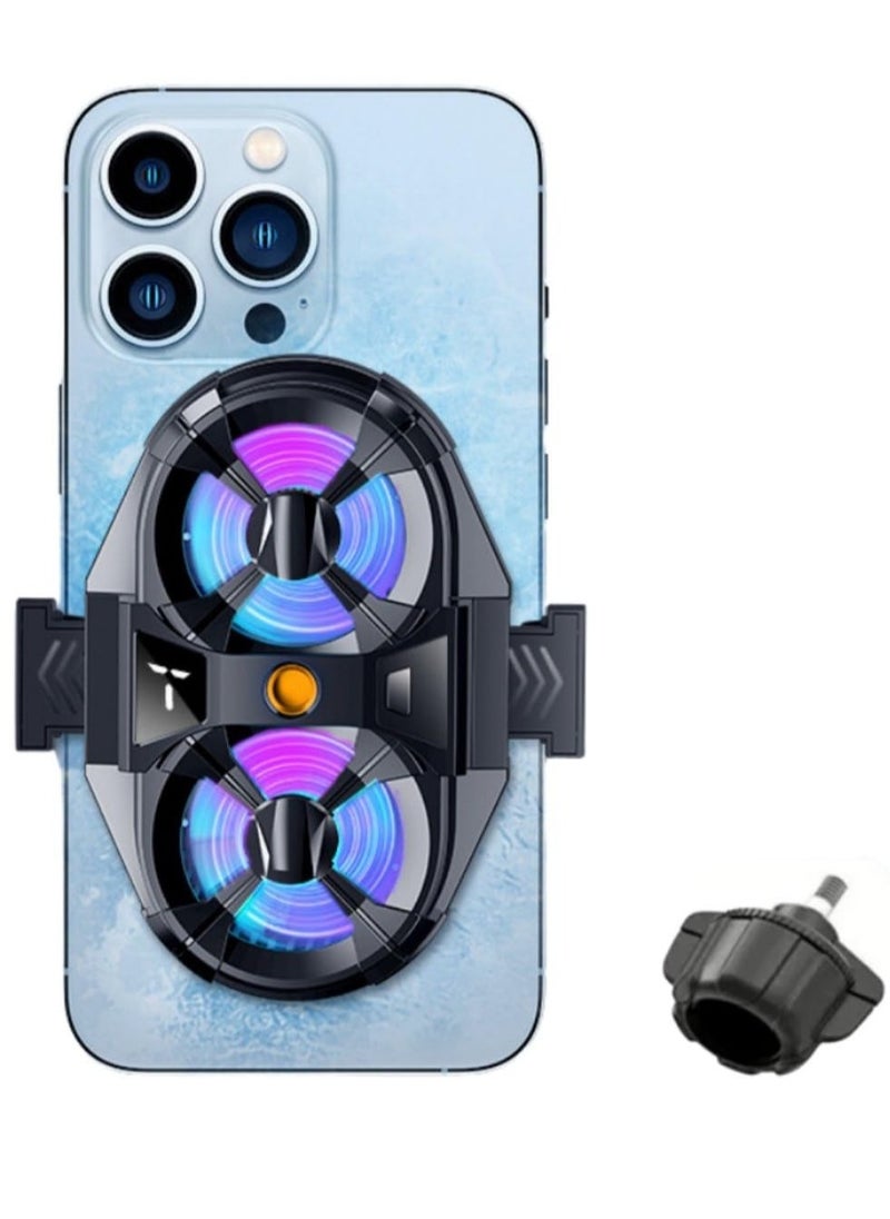 Dual Cooling Fan Cell Phone Cooler For Gaming Plug & Switch LED Display 3 Speed Fan With Phone Holder