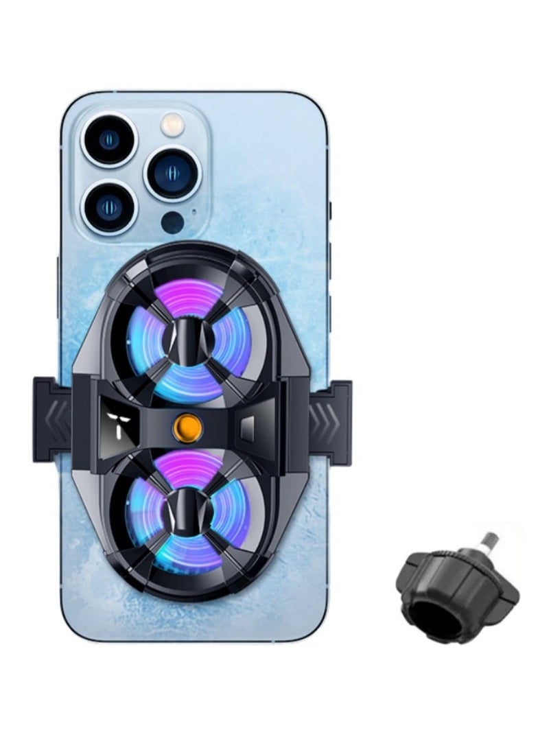 Dual Cooling Fan Cell Phone Cooler For Gaming Plug & Switch LED Display 3 Speed Fan With Phone Holder