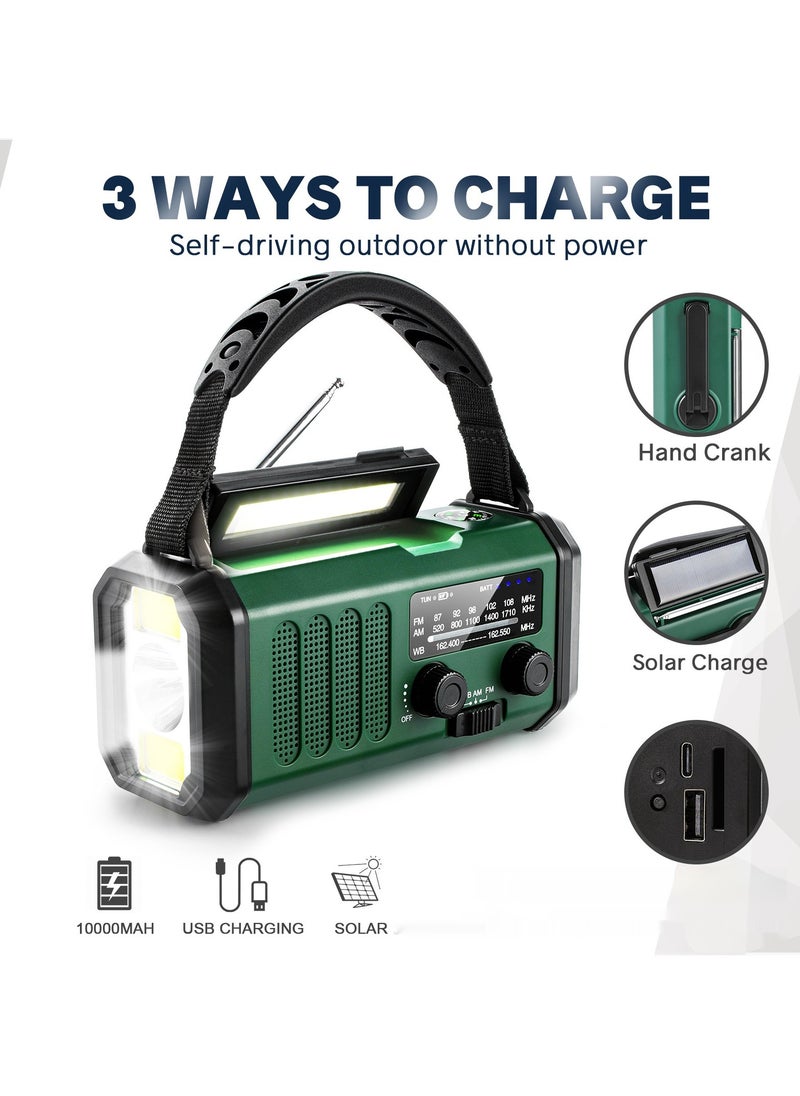 Hand Crank Solar Powered Radio Flashlight Reading Light Power Bank and Compass