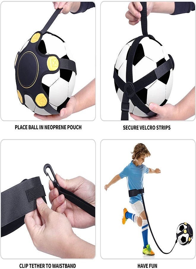 Soccer Training Equipment for Kids Adults Kick Throw Control Skills Solo Practice Training Aid Adjustable Waist Belt with Upgraded Leather Fixation Perfect for Beginners Practicing Assist Set