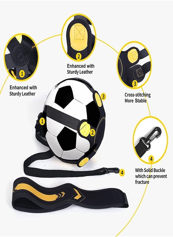 Soccer Training Equipment for Kids Adults Kick Throw Control Skills Solo Practice Training Aid Adjustable Waist Belt with Upgraded Leather Fixation Perfect for Beginners Practicing Assist Set