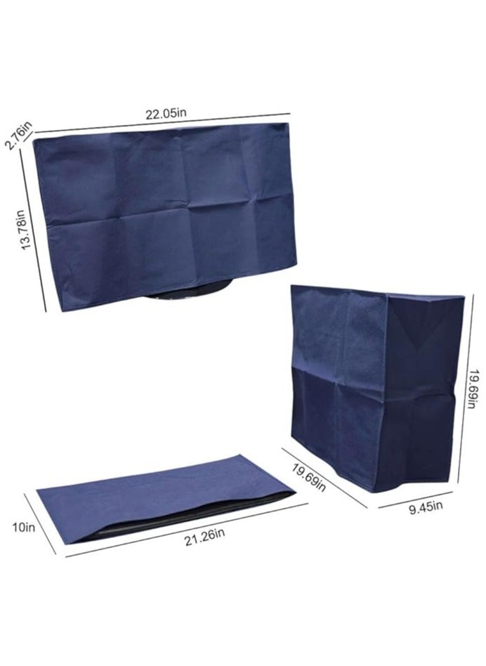 3Pcs Computer Dust Cover Set Monitor + Keyboard+ Computer Host PC Dust Proof Computer Covers Case Computer Dust Cover for Desktop PC CPU Tower Protector (24'' Monitor Set Blue)