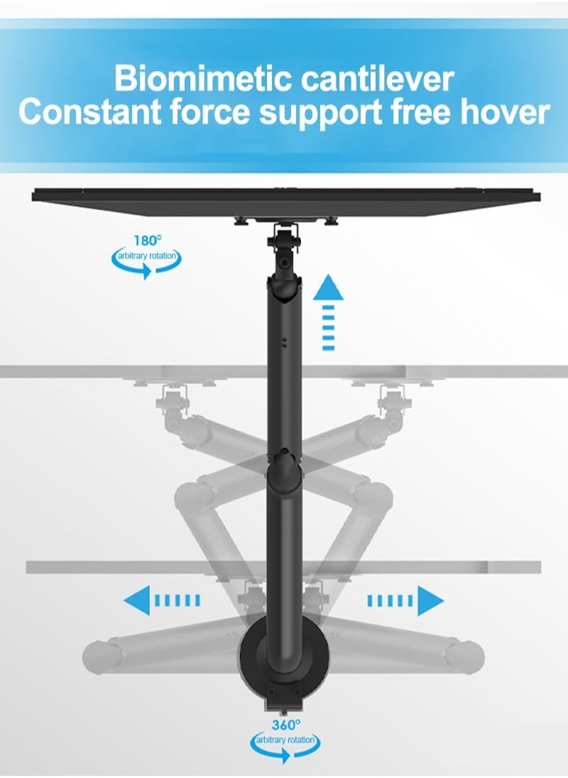 Full Motion Single Monitor Arm Stand, Gas Spring Monitor Arm for 17-32 inch Flat/Curved/Ultrawide Monitor with C-clamp and Grommet