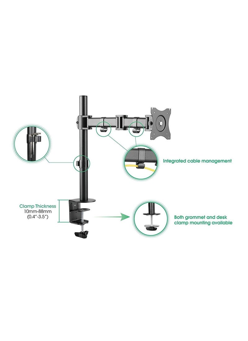 Single Monitor Arm Clamp and Bolt Through Mount Holds up to 32